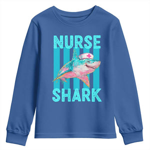 Funny Nurse Shark Youth Sweatshirt Medical Worker Appreciation Gift TS12 Royal Blue Print Your Wear