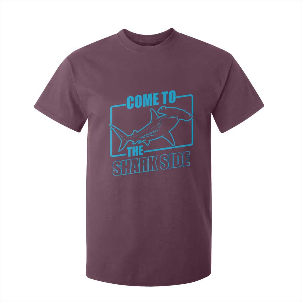 Funny Hammerhead Shark Lover T Shirt For Kid Come To The Shark Side TS12 Maroon Print Your Wear