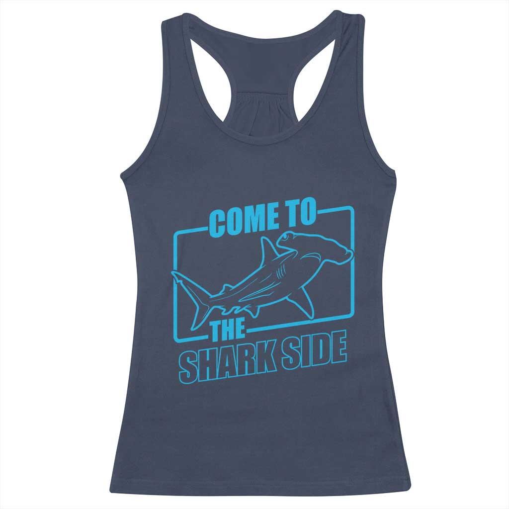 Funny Hammerhead Shark Lover Racerback Tank Top Come To The Shark Side TS12 Navy Print Your Wear