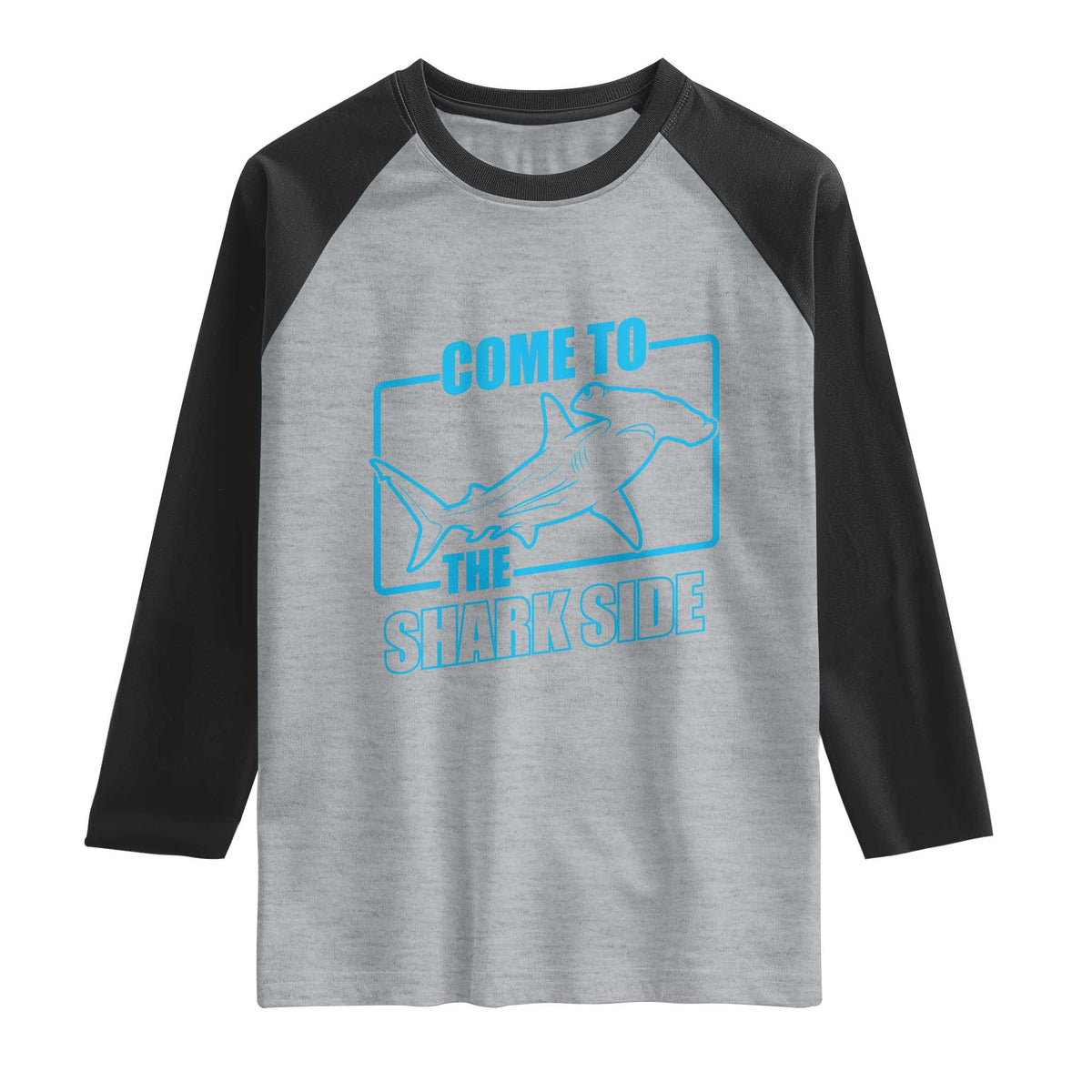 Funny Hammerhead Shark Lover Raglan Shirt Come To The Shark Side TS12 Heather Gray Black Print Your Wear
