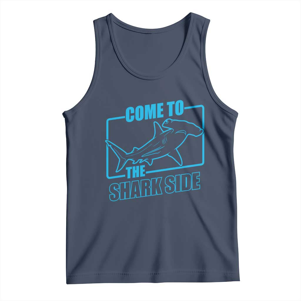 Funny Hammerhead Shark Lover Tank Top Come To The Shark Side TS12 Navy Print Your Wear