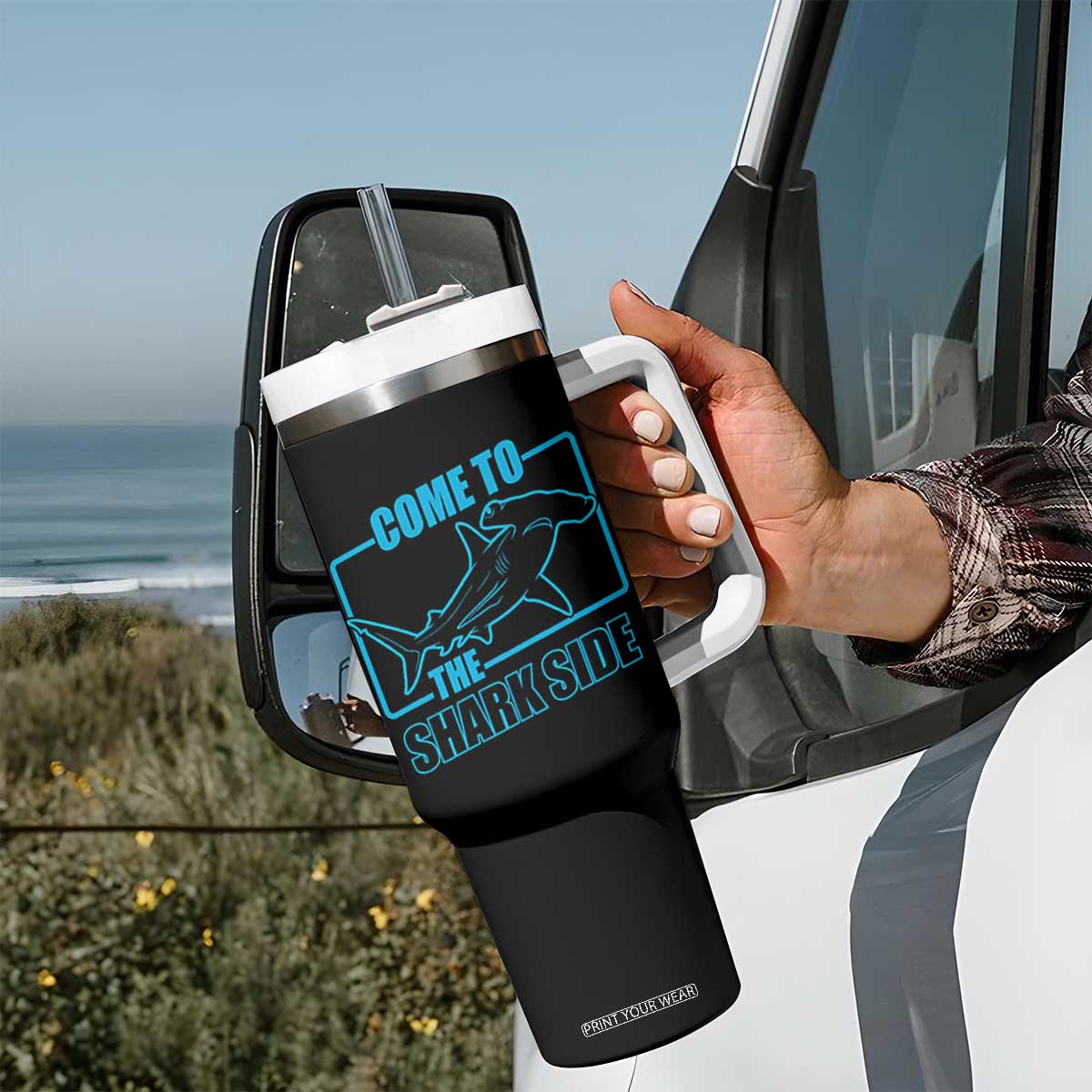 Funny Hammerhead Shark Lover Tumbler With Handle Come To The Shark Side TS12 Print Your Wear
