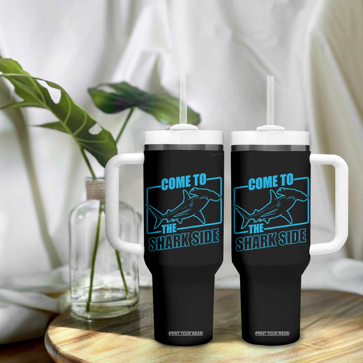 Funny Hammerhead Shark Lover Tumbler With Handle Come To The Shark Side TS12 Print Your Wear