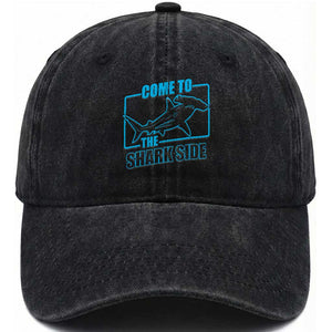 Funny Hammerhead Shark Lover Washed Cotton Baseball Cap Come To The Shark Side TS12 Print Your Wear