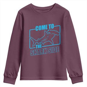 Funny Hammerhead Shark Lover Youth Sweatshirt Come To The Shark Side TS12 Maroon Print Your Wear