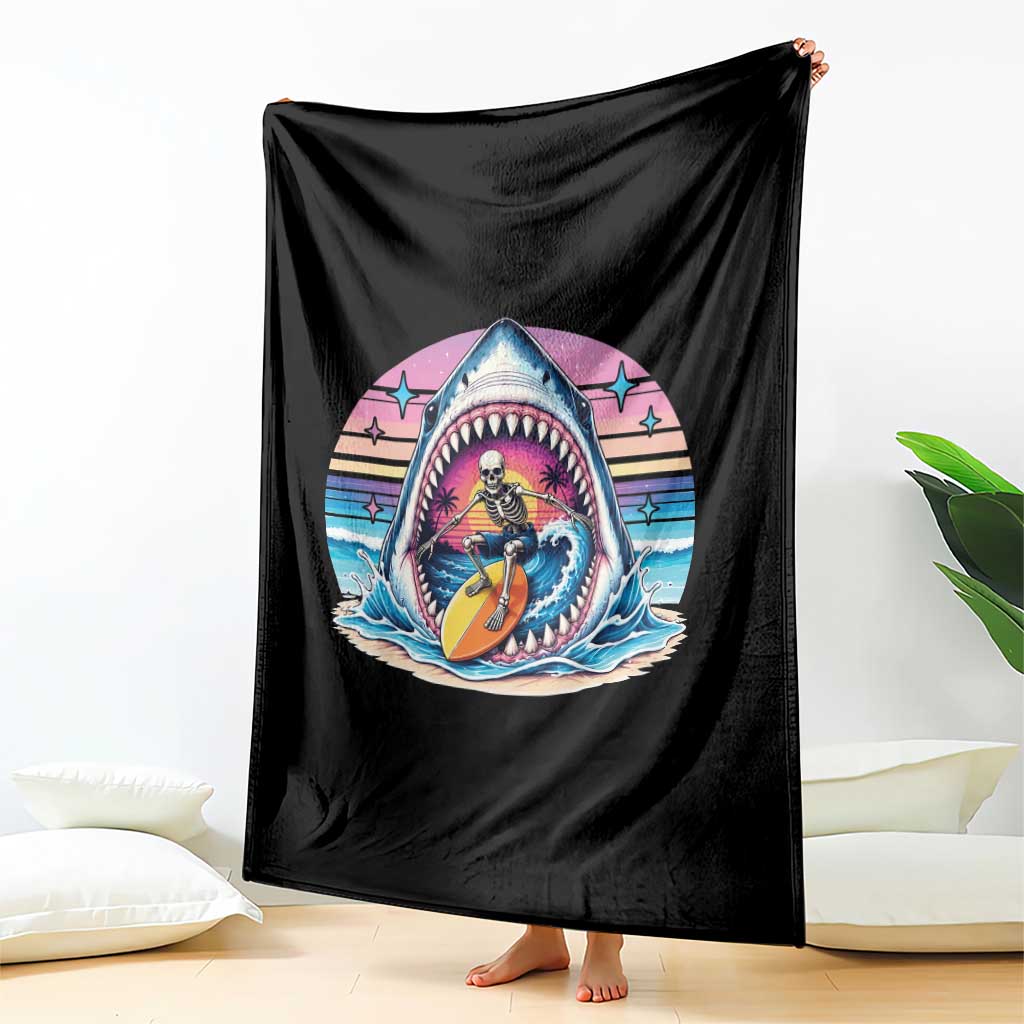 Shark Skeleton Surfer Throw Blanket Hawaiian Beach Vacation Gift TS12 Print Your Wear