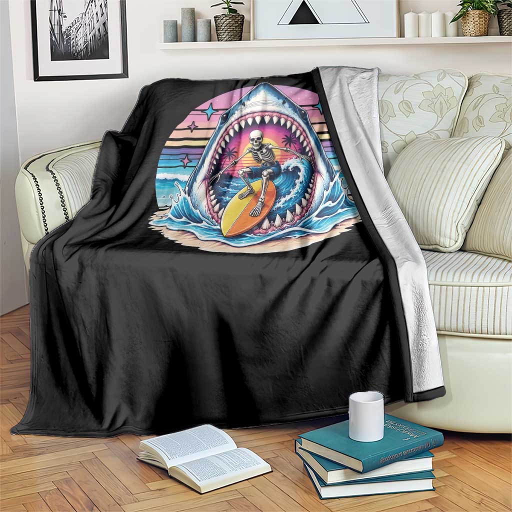 Shark Skeleton Surfer Throw Blanket Hawaiian Beach Vacation Gift TS12 Print Your Wear
