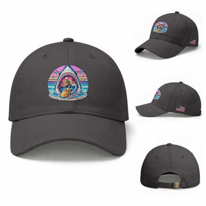 Shark Skeleton Surfer Baseball Cap Hawaiian Beach Vacation Gift TS12 Baseball Cap Universal Fit Dark Gray Print Your Wear