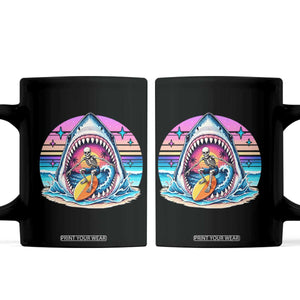 Shark Skeleton Surfer Coffee Mug Hawaiian Beach Vacation Gift TS12 Black Print Your Wear