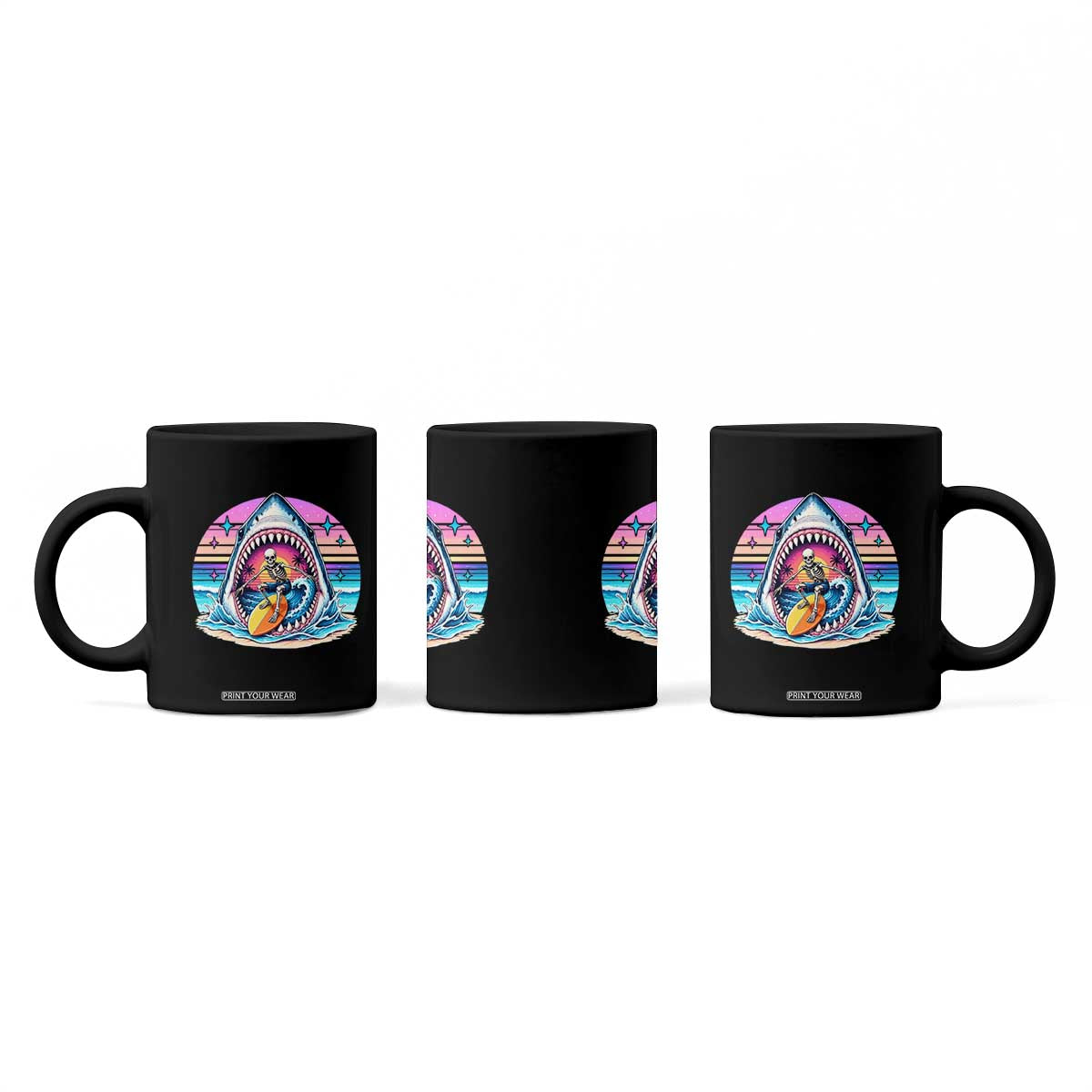 Shark Skeleton Surfer Coffee Mug Hawaiian Beach Vacation Gift TS12 Print Your Wear