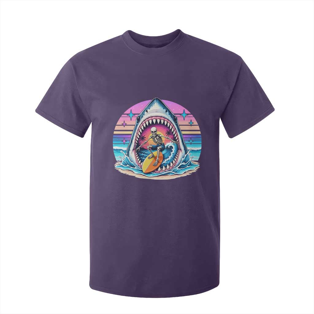 Shark Skeleton Surfer T Shirt For Kid Hawaiian Beach Vacation Gift TS12 Purple Print Your Wear