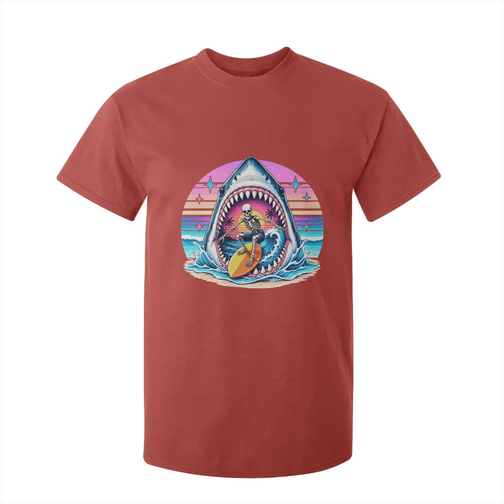 Shark Skeleton Surfer T Shirt For Kid Hawaiian Beach Vacation Gift TS12 Red Print Your Wear