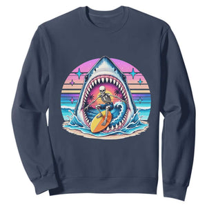 Shark Skeleton Surfer Sweatshirt Hawaiian Beach Vacation Gift TS12 Navy Print Your Wear