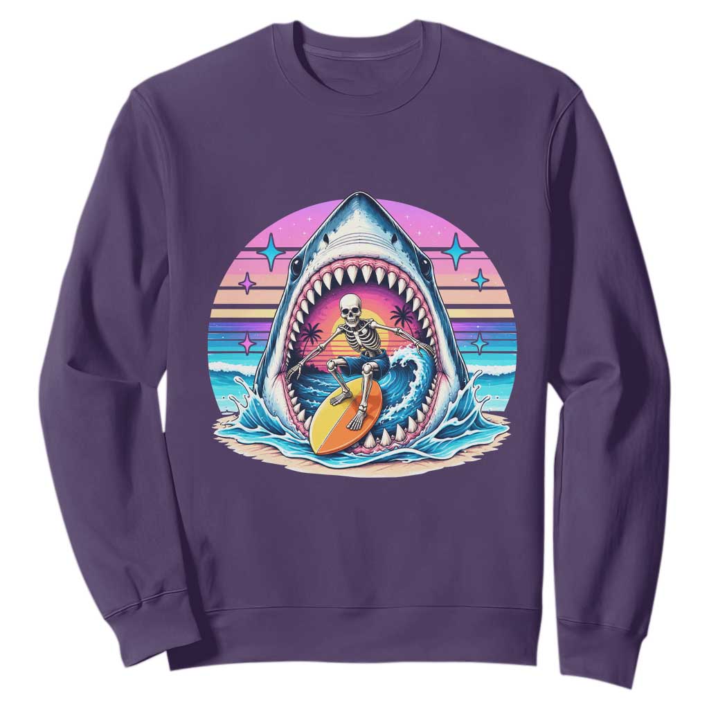 Shark Skeleton Surfer Sweatshirt Hawaiian Beach Vacation Gift TS12 Purple Print Your Wear