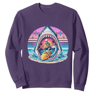 Shark Skeleton Surfer Sweatshirt Hawaiian Beach Vacation Gift TS12 Purple Print Your Wear