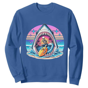 Shark Skeleton Surfer Sweatshirt Hawaiian Beach Vacation Gift TS12 Royal Blue Print Your Wear