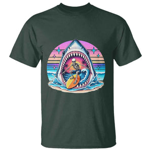Shark Skeleton Surfer T Shirt Hawaiian Beach Vacation Gift TS12 Dark Forest Green Print Your Wear