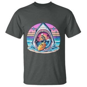 Shark Skeleton Surfer T Shirt Hawaiian Beach Vacation Gift TS12 Dark Heather Print Your Wear