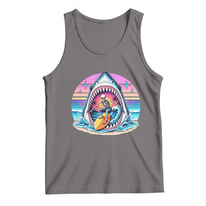 Shark Skeleton Surfer Tank Top Hawaiian Beach Vacation Gift TS12 Deep Heather Print Your Wear