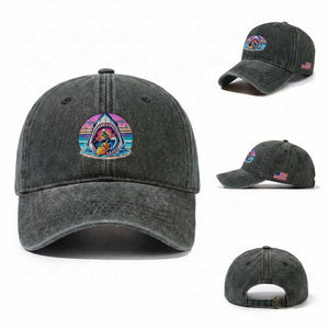Shark Skeleton Surfer Washed Cotton Baseball Cap Hawaiian Beach Vacation Gift TS12 Washed Cap Universal Fit Dark Green Print Your Wear
