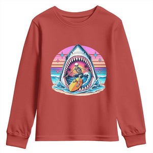 Shark Skeleton Surfer Youth Sweatshirt Hawaiian Beach Vacation Gift TS12 Red Print Your Wear