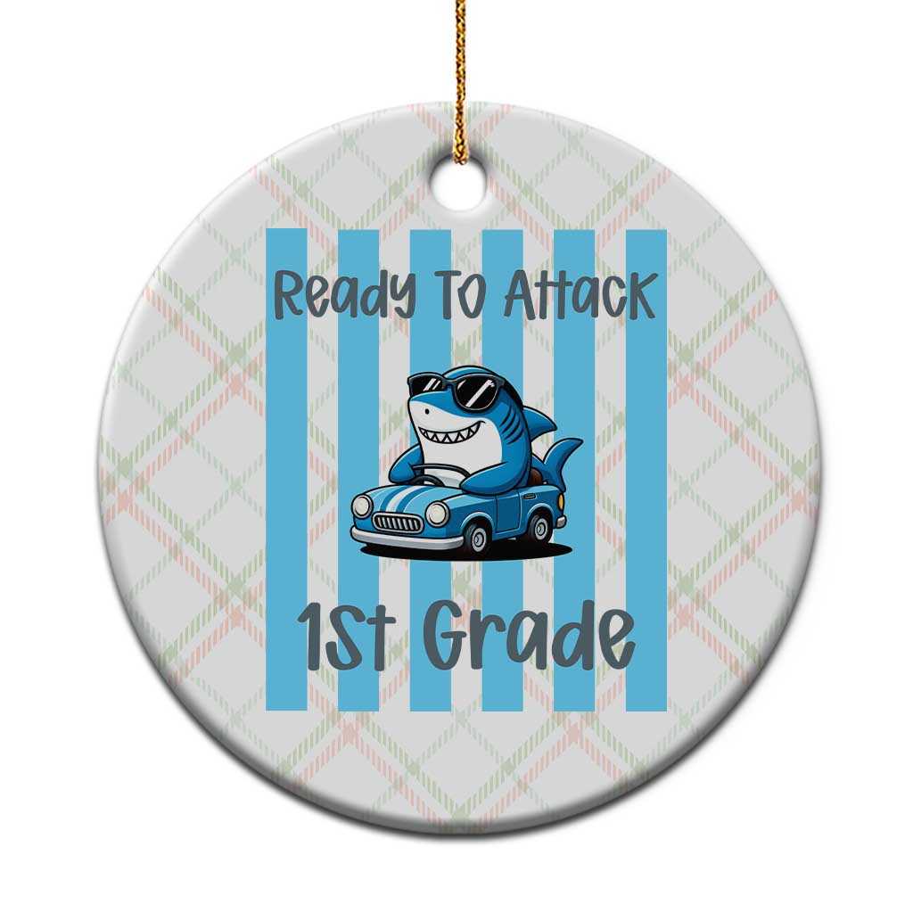 Ready To Attack 1st Grade Ceramic Ornament Funny Shark Driving Car Back To School TS12 1pc Christmas Plaid Print Your Wear