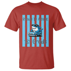 Ready To Attack 1st Grade T Shirt Funny Shark Driving Car Back To School TS12 Red Print Your Wear