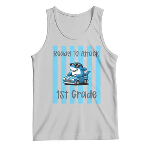 Ready To Attack 1st Grade Tank Top Funny Shark Driving Car Back To School TS12 Ash Print Your Wear
