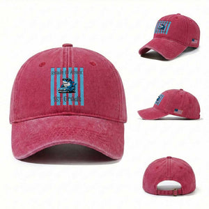 Ready To Attack 1st Grade Washed Cotton Baseball Cap Funny Shark Driving Car Back To School TS12 Washed Cap Universal Fit Red Print Your Wear