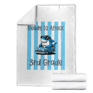 Ready To Attack 3rd Grade Throw Blanket Funny Shark Driving Car Back To School TS12 White Print Your Wear