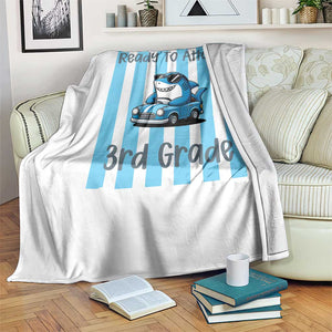 Ready To Attack 3rd Grade Throw Blanket Funny Shark Driving Car Back To School TS12 Print Your Wear