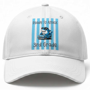 Ready To Attack 3rd Grade Baseball Cap Funny Shark Driving Car Back To School TS12 Print Your Wear