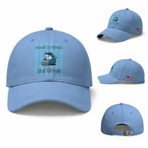 Ready To Attack 3rd Grade Baseball Cap Funny Shark Driving Car Back To School TS12 Baseball Cap Universal Fit Light Blue Print Your Wear