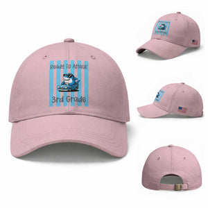 Ready To Attack 3rd Grade Baseball Cap Funny Shark Driving Car Back To School TS12 Baseball Cap Universal Fit Light Pink Print Your Wear