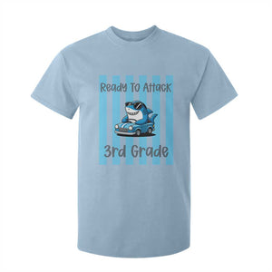 Ready To Attack 3rd Grade T Shirt For Kid Funny Shark Driving Car Back To School TS12 Light Blue Print Your Wear