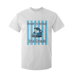 Ready To Attack 3rd Grade T Shirt For Kid Funny Shark Driving Car Back To School TS12 White Print Your Wear