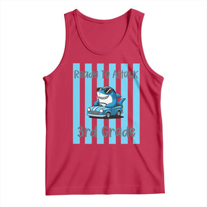 Ready To Attack 3rd Grade Tank Top Funny Shark Driving Car Back To School TS12 Red Print Your Wear