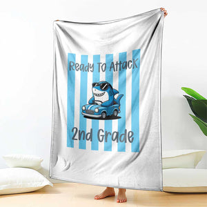 Ready To Attack 2nd Grade Throw Blanket Funny Shark Driving Car Back To School TS12 Print Your Wear