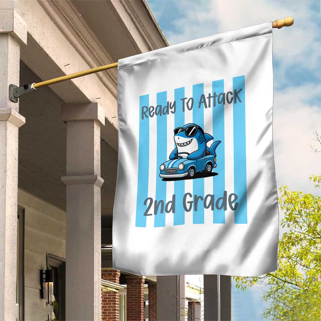 Ready To Attack 2nd Grade Garden Flag Funny Shark Driving Car Back To School TS12 Print Your Wear