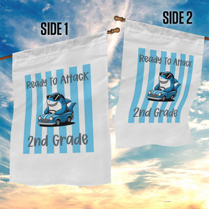 Ready To Attack 2nd Grade Garden Flag Funny Shark Driving Car Back To School TS12 Print Your Wear