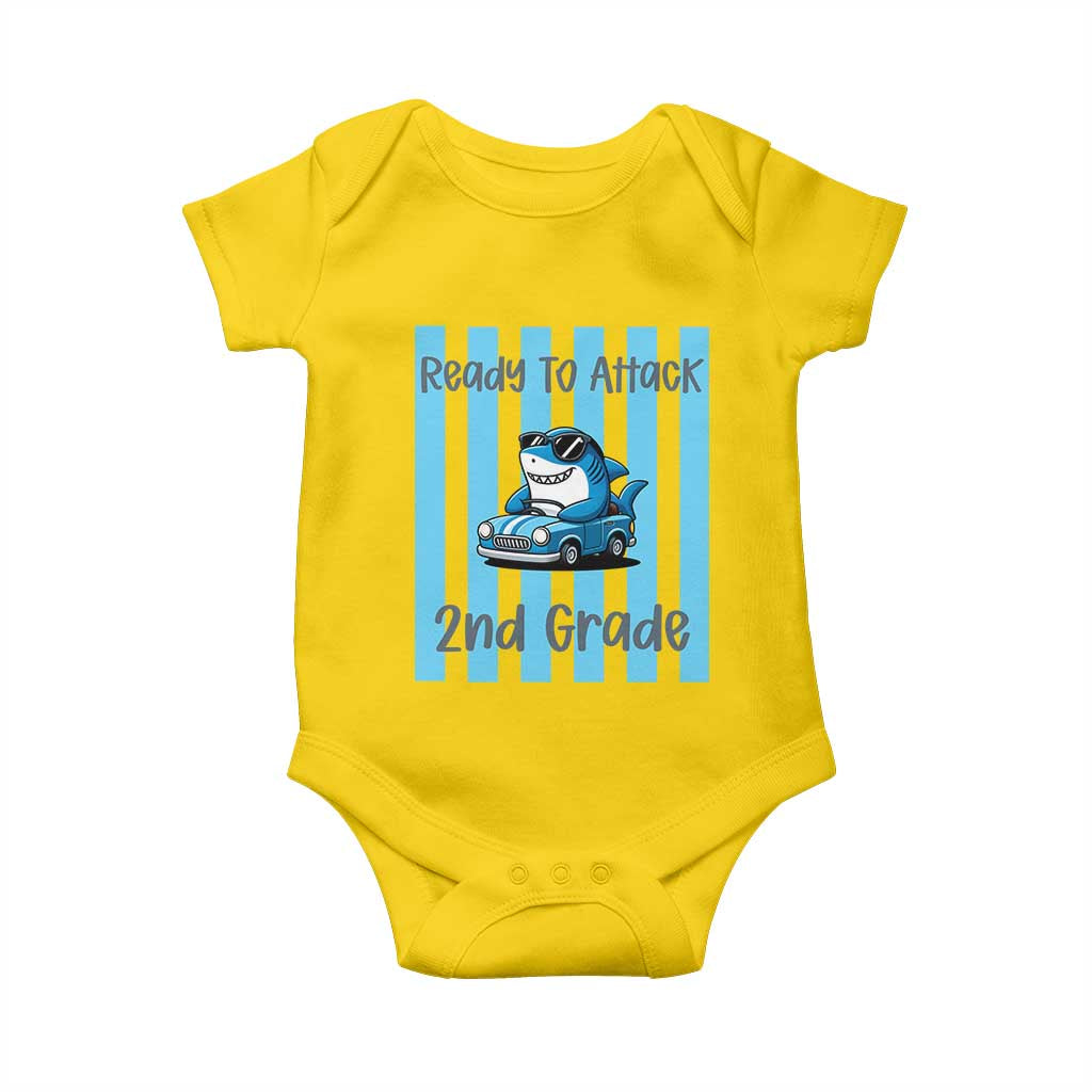 Ready To Attack 2nd Grade Baby Onesie Funny Shark Driving Car Back To School TS12 Daisy Print Your Wear