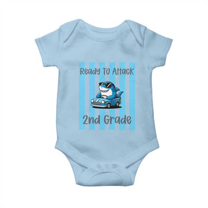 Ready To Attack 2nd Grade Baby Onesie Funny Shark Driving Car Back To School TS12 Light Blue Print Your Wear