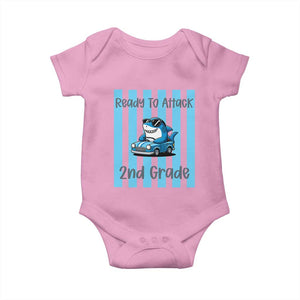 Ready To Attack 2nd Grade Baby Onesie Funny Shark Driving Car Back To School TS12 Light Pink Print Your Wear