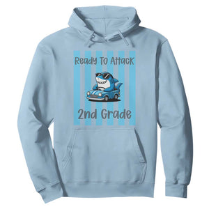 Ready To Attack 2nd Grade Hoodie Funny Shark Driving Car Back To School TS12 Light Blue Print Your Wear