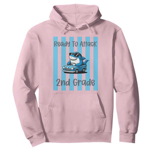 Ready To Attack 2nd Grade Hoodie Funny Shark Driving Car Back To School TS12 Light Pink Print Your Wear