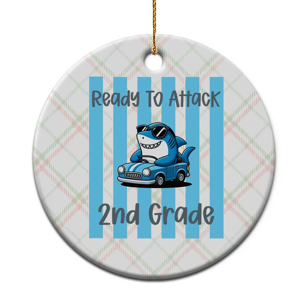 Ready To Attack 2nd Grade Ceramic Ornament Funny Shark Driving Car Back To School TS12 1pc Christmas Plaid Print Your Wear