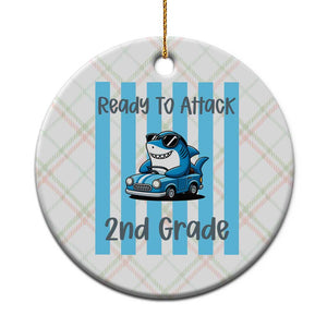 Ready To Attack 2nd Grade Ceramic Ornament Funny Shark Driving Car Back To School TS12 1pc Christmas Plaid Print Your Wear