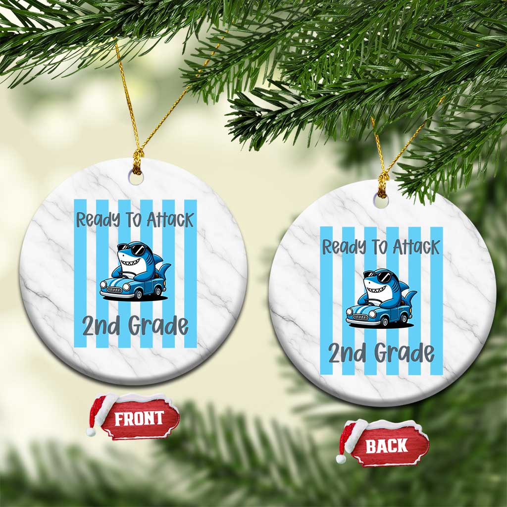 Ready To Attack 2nd Grade Ceramic Ornament Funny Shark Driving Car Back To School TS12 1pc White Marble Print Your Wear