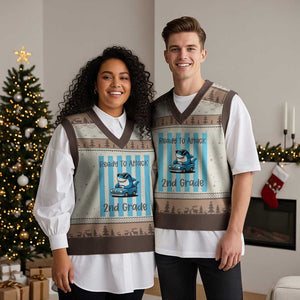 Ready To Attack 2nd Grade V-Neck Knit Sweater Vest Funny Shark Driving Car Back To School TS12 Mocha Mousse Print Your Wear