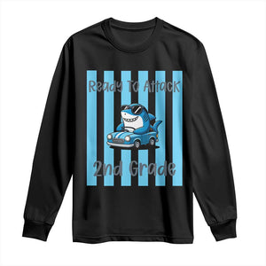 Ready To Attack 2nd Grade Long Sleeve Shirt Funny Shark Driving Car Back To School TS12 Black Print Your Wear